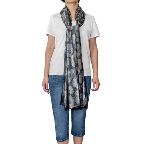 NWT - Leopard Print Brown/Black Shawl Wrap Fringe Scarf - OS Fits Most - Picture 3 of 5